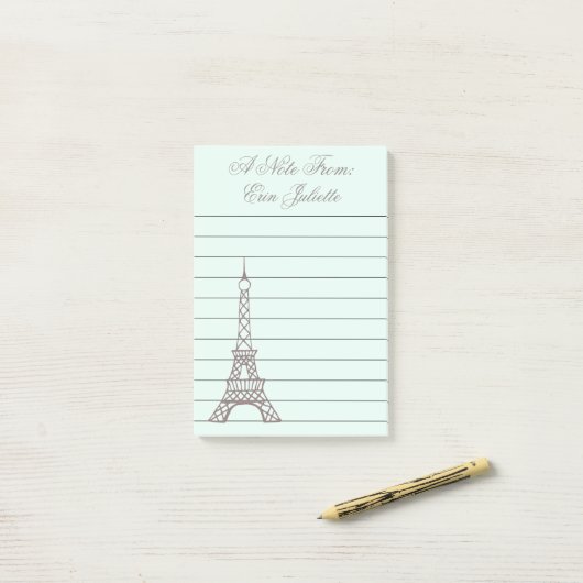 Gepersonaliseerde Mint Eiffel Tower Post Het merkt Post-it® Notes (Op bureau)