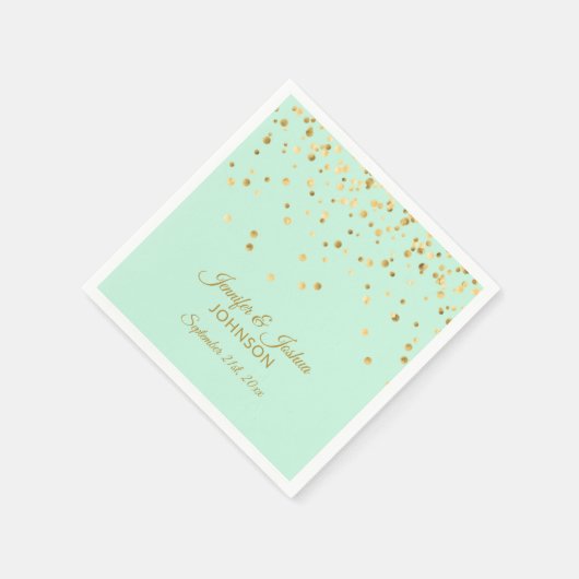 Gepersonaliseerde MINT groen gouden Confetti bruil Servet (Hoek)