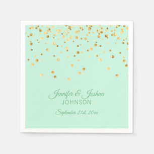 Gepersonaliseerde MINT groen gouden Confetti bruil Servet