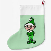 Gepersonaliseerde Mint Kerstmis Elf Stocking Grote Kerstsok (Achterkant)