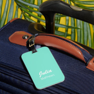 Gepersonaliseerde mintgroene minimalist bagagelabel