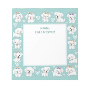 Gepersonaliseerde Mitswa Note Notitieblok Mint Pup