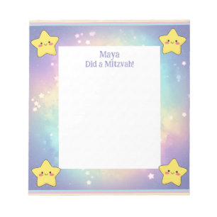 Gepersonaliseerde Mitswa Notes Rainbow Stars Notit Notitieblok