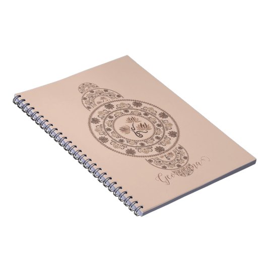 Gepersonaliseerde Mocha Rococo Lotus Siermandala Notitieboek (Rechterzijde)