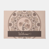 Gepersonaliseerde Mocha Rococo Revival Dot Mandala Deurmat (Voorkant)