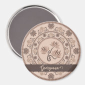 Gepersonaliseerde Mocha Rococo Revival Dot Mandala Magneet (Voorkant / Achterkant)