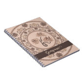 Gepersonaliseerde Mocha Rococo Revival Dot Mandala Notitieboek (Rechterzijde)