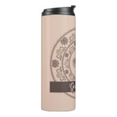 Gepersonaliseerde Mocha Rococo Revival Dot Mandala Thermosbeker (Gedraaid links)