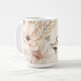 Gepersonaliseerde Modern Boho Waterverf Bloemen Pa Koffiemok
