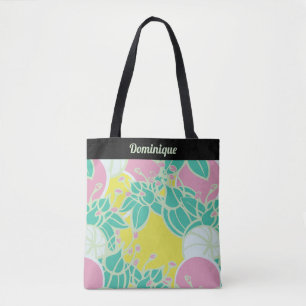 Gepersonaliseerde Modern Bud & Flower Pattern Canv Draagtas