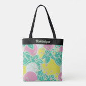 Gepersonaliseerde Modern Bud & Flower Pattern Canv Draagtas (Achterkant)