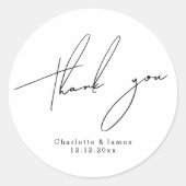 Gepersonaliseerde Modern en Stijlvol Dank u Ronde Sticker (Voorkant)