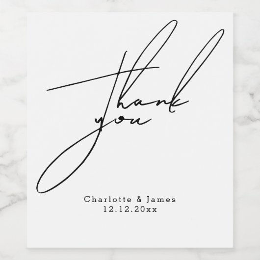 Gepersonaliseerde Modern en Stijlvol Dank u Wijn Etiket (Enkel label)