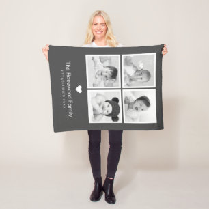 Gepersonaliseerde Modern Family Gray Fotocollage Fleece Deken
