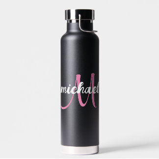 Gepersonaliseerde Modern Initiaal Monogram Naam Waterfles