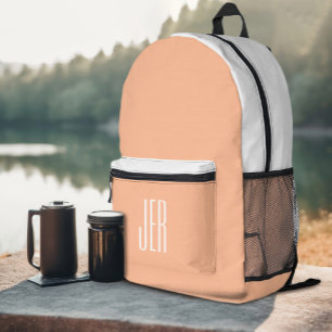 Gepersonaliseerde Modern Monogram Initialen Peach  Bedrukte Rugzak