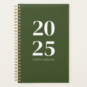 Gepersonaliseerde Modern Olive Green Maandelijks/W Planner