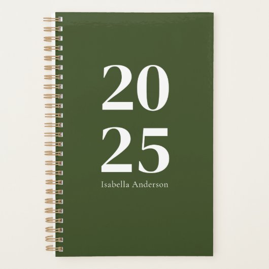 Gepersonaliseerde Modern Olive Green Maandelijks/W Planner (Voorkant)