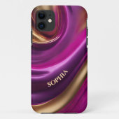 Gepersonaliseerde Modern-Paarse Roze en Goud- Case-Mate iPhone Case (Achterkant)