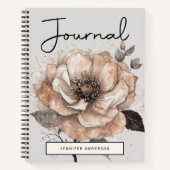 Gepersonaliseerde Modern Roos Gold Floral Journal Notitieboek (Voorkant)