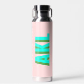Gepersonaliseerde Modern Shadow Monogram Initialen Waterfles (Voorkant)