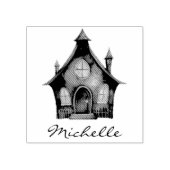 Gepersonaliseerde Modern Spooky Spookhuis Rubberstempel (Afrduk)