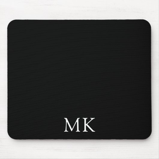 Gepersonaliseerde Modern Zwart Monogram Initialen Muismat (Voorkant)