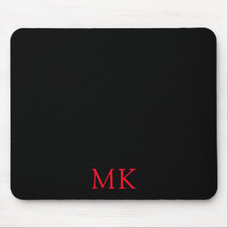 Gepersonaliseerde Modern Zwart Rood Monogram Initi Muismat