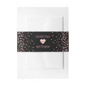 Gepersonaliseerde Modern Zwart Roos Gold Heart Wed Uitnodigingen Wikkel (Voorkant Voorbeeld)