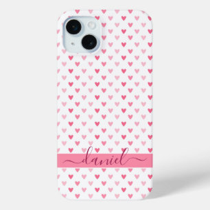 Gepersonaliseerde moderne aangepaste naam Roze Har iPhone 15 Mini Hoesje