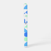 Gepersonaliseerde moderne blauwe munt geometrisch iPhone 16 hoesje (Linkerkant)