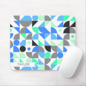 Gepersonaliseerde moderne blauwe munt geometrisch muismat (Met muis)