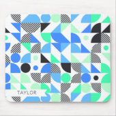 Gepersonaliseerde moderne blauwe munt geometrisch muismat (Voorkant)