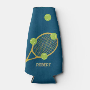 Gepersonaliseerde moderne blauwe tennis racket bal flesjeskoeler