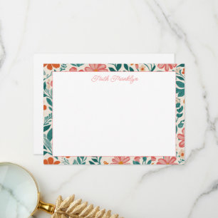 Gepersonaliseerde moderne bloemen meisjes briefpap bedankkaart