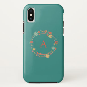 Gepersonaliseerde moderne bloemenkrans iPhone XS hoesje