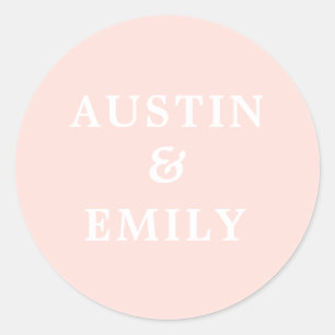 Gepersonaliseerde Moderne Blush Pink Weddenschap Ronde Sticker