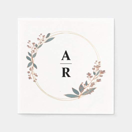 Gepersonaliseerde moderne botanische bruiloft Init Servet (Voorkant)