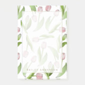 Gepersonaliseerde moderne botanische roze tulpenbl post-it® notes (Voorkant)