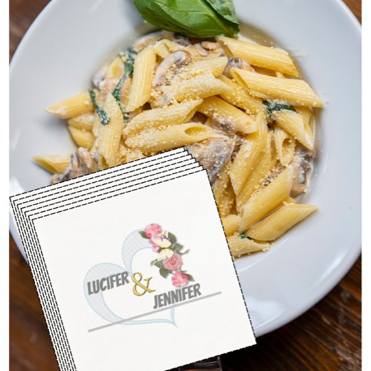 Gepersonaliseerde moderne bruiloft servetten