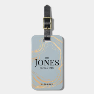 Gepersonaliseerde moderne elegante blauw gouden Pa Bagagelabel