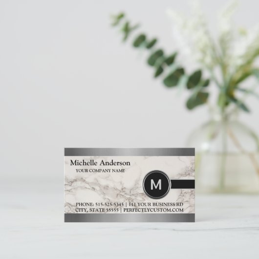 Gepersonaliseerde moderne Executive grijs marmeren Visitekaartje (Staand voorkant)