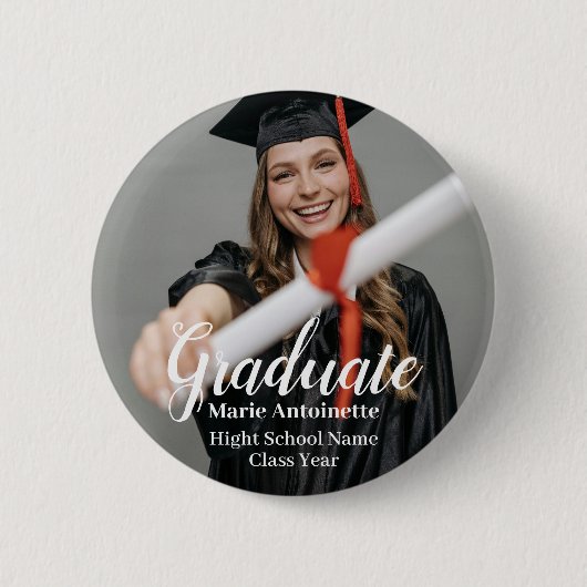Gepersonaliseerde moderne foto Afstuderen Ronde Button 5,7 Cm (Voorkant)