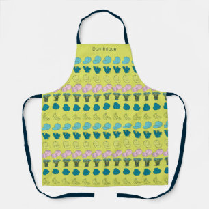 Gepersonaliseerde moderne Fruit & Veggie Print Sch Schort