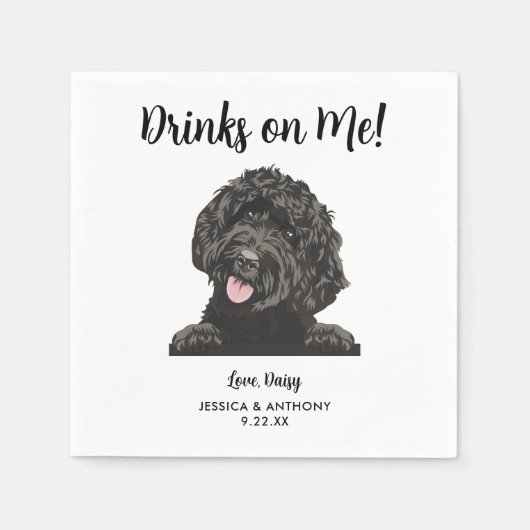 Gepersonaliseerde moderne Goldendoodle Hond bruilo Servet (Voorkant)