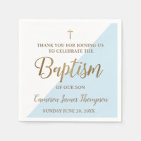 Gepersonaliseerde Moderne gouden blauw-witte doop