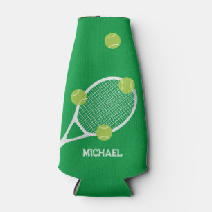 Gepersonaliseerde moderne groene tennis racket bal flesjeskoeler