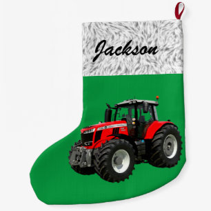 Gepersonaliseerde Moderne Groene Tractor Grote Kerstsok
