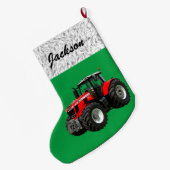 Gepersonaliseerde Moderne Groene Tractor Grote Kerstsok (Achterkant (Hangend))