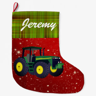 Gepersonaliseerde Moderne Groene Tractor Grote Kerstsok